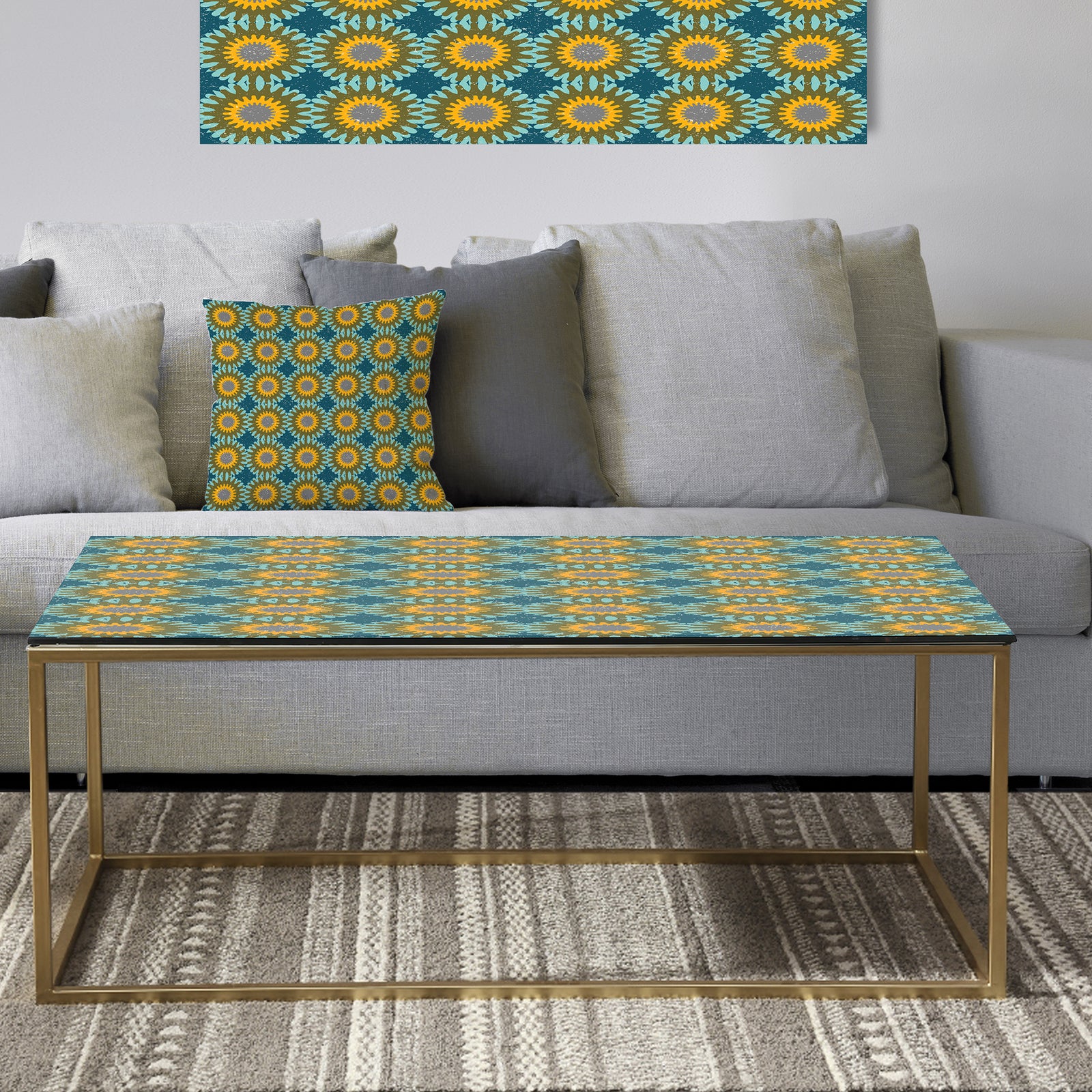 Retro Circular Pattern I - Metal Traditional Coffee Table