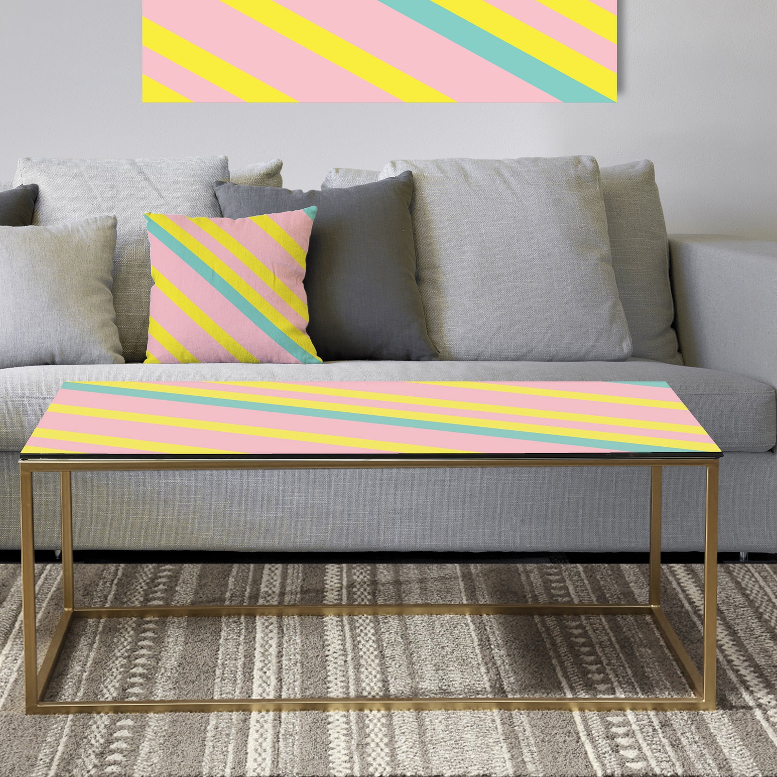 Memphis Retro Neon Pattern - Metal Glam Coffee Table