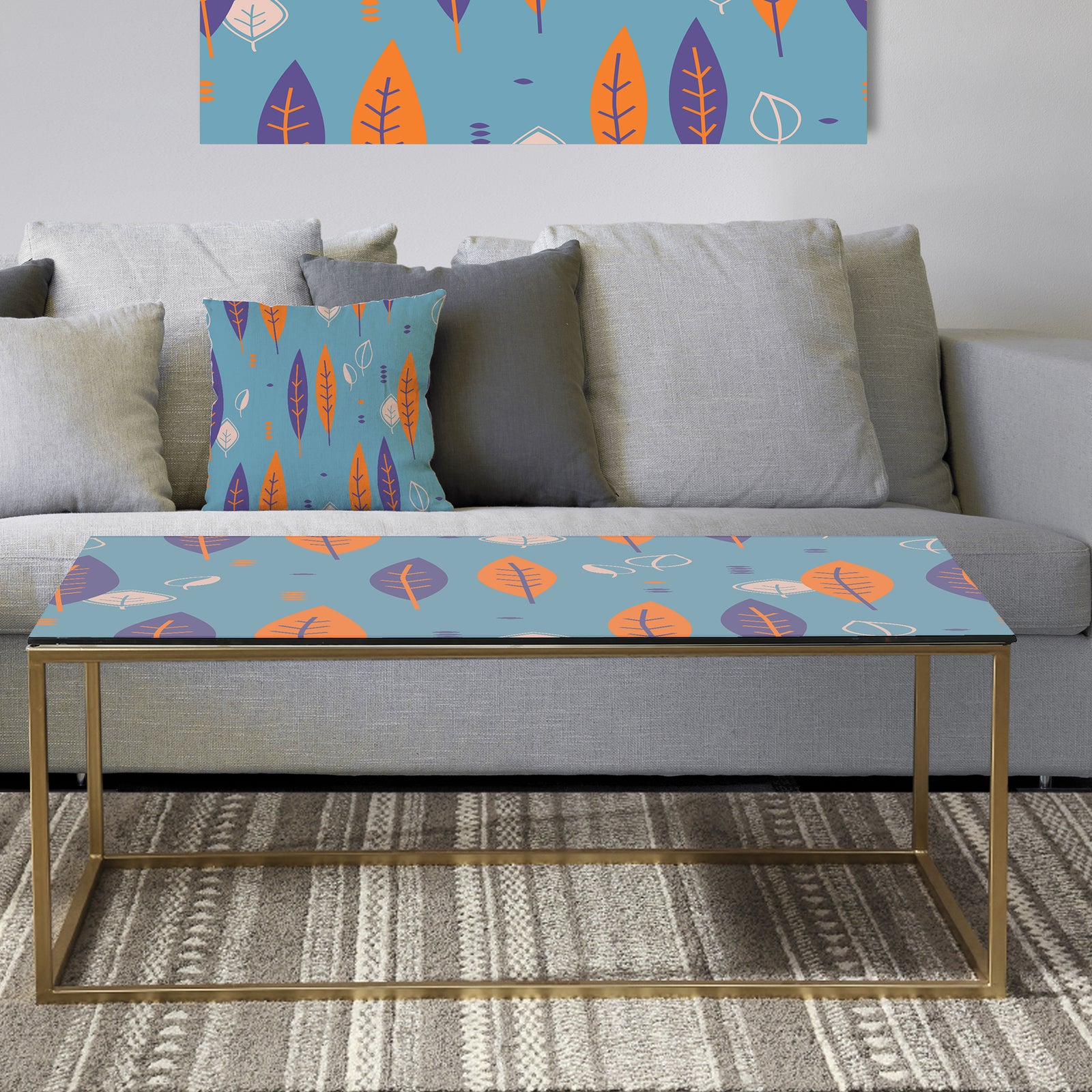 Floral Retro Botanical Pattern II - Metal Glam Coffee Table
