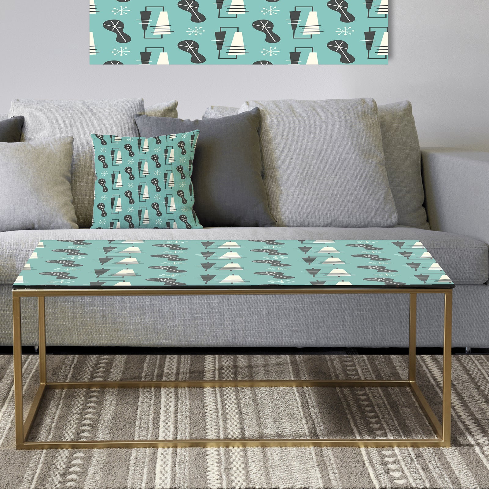 1950 Retro Pattern II - Metal Glam Coffee Table