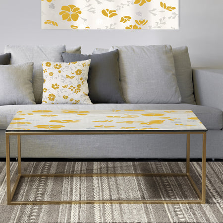 Retro Handdrawn Poppies III - Metal Traditional Coffee Table