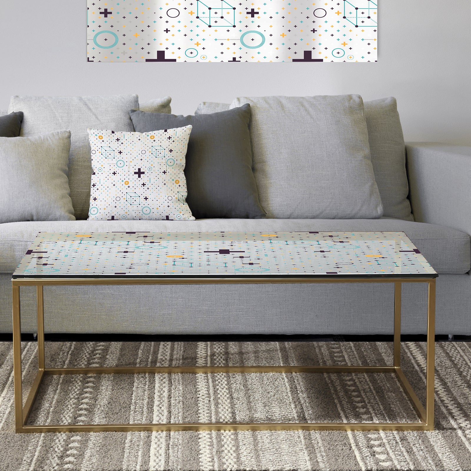 Minimalistic Geometric Elements - Metal Glam Coffee Table