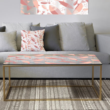 Porch & Den Del Monte Pink Fishe Pattern Mid-Century Duvet Cover Set - Metal Modern Coffee Table