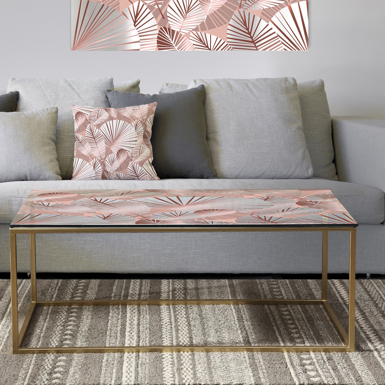 Golden Tropical Pattern IV - Metal Glam Coffee Table