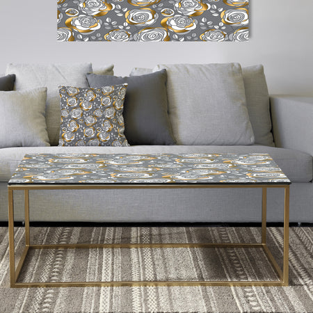 Golden Rose Flowers - Metal Glam Coffee Table