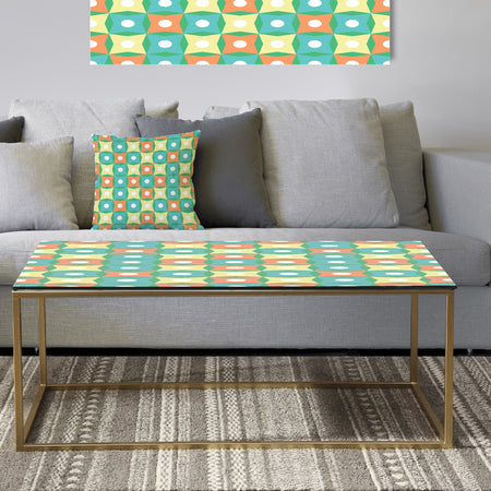 Abstract Design Retro Pattern I - Metal Modern Coffee Table
