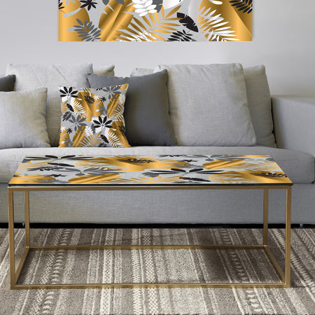 Geometric luxury jungle foliage pattern - Metal Glam Coffee Table