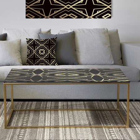 Gold and Black Art Deco Pattern - Metal Glam Coffee Table