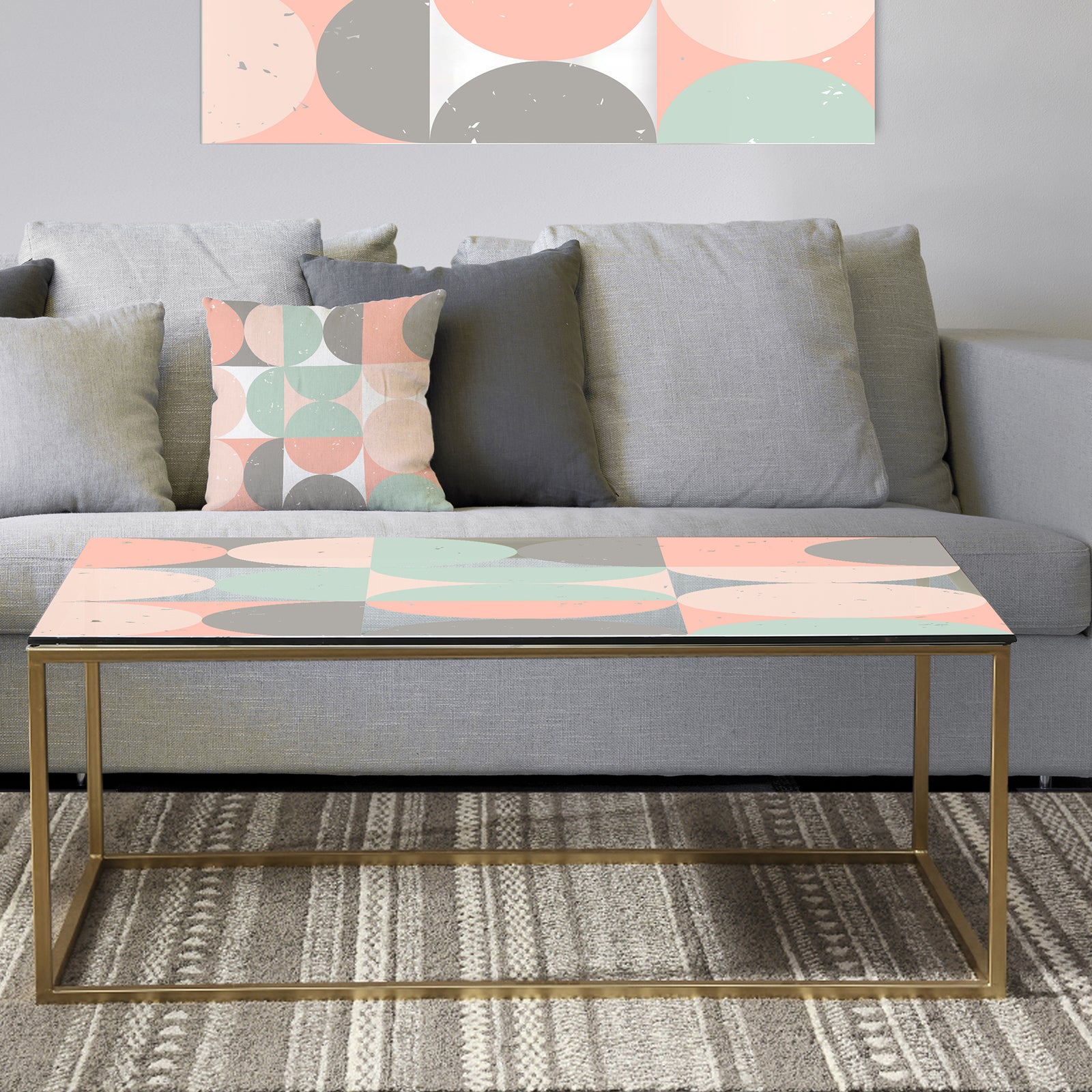 Retro Pastel Circular Pattern II - Metal Glam Coffee Table