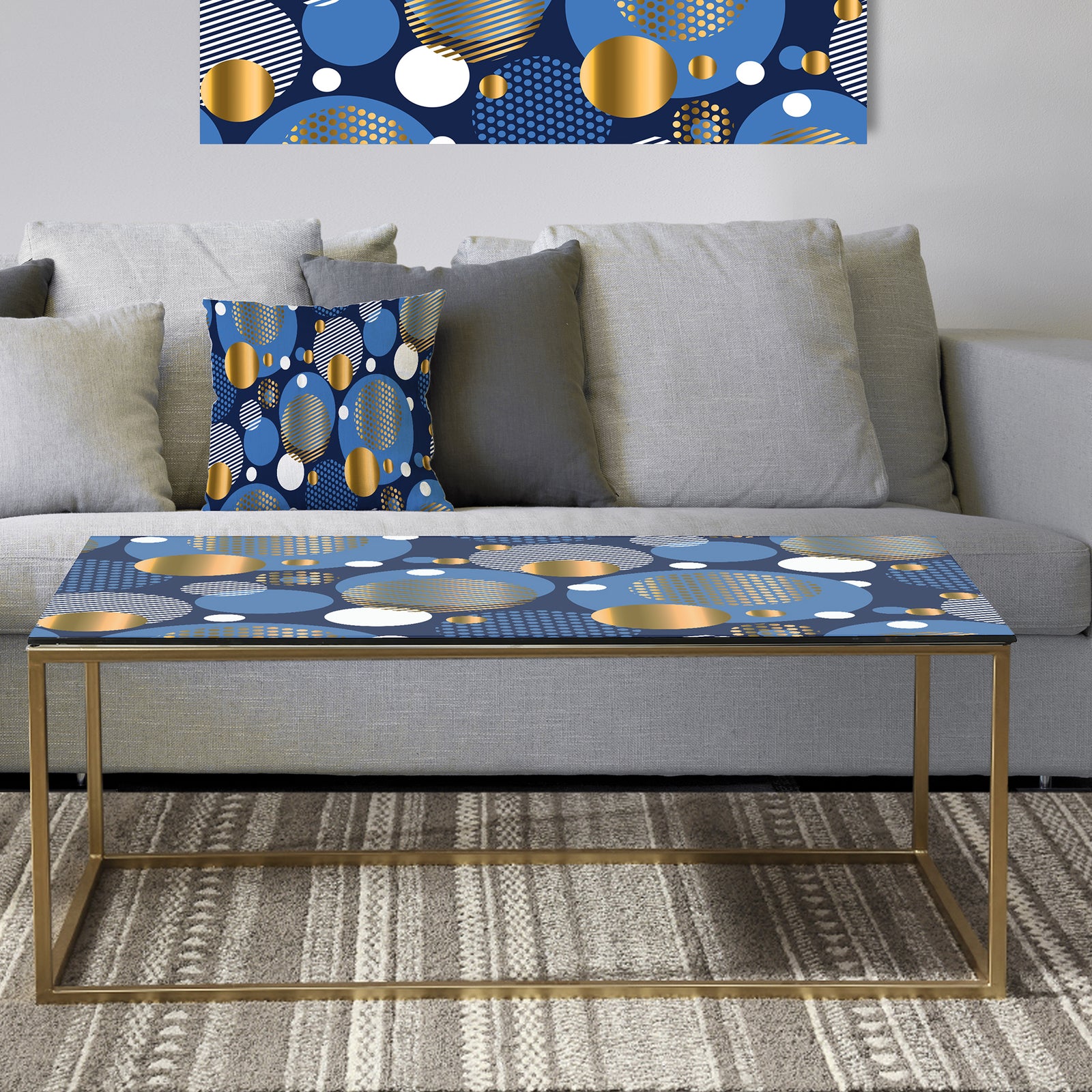 Circular Abstract Retro Geometric XI - Metal Glam Coffee Table
