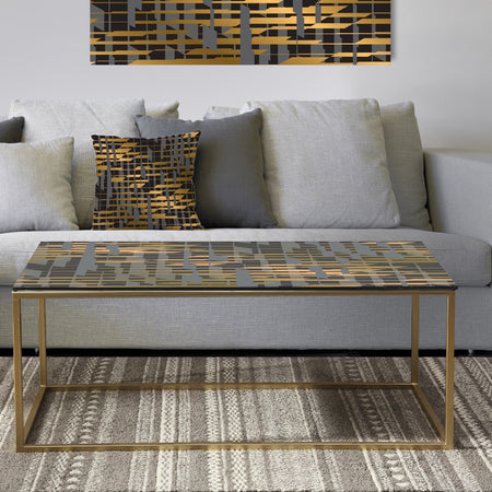 Gold Checkered Pattern I - Metal Glam Coffee Table