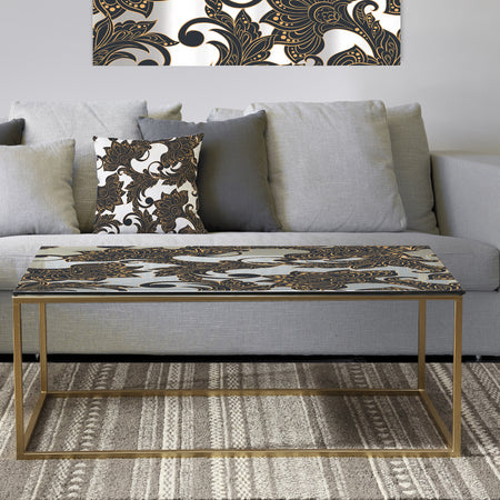 Retro Indian Floral Batik I - Metal Glam Coffee Table