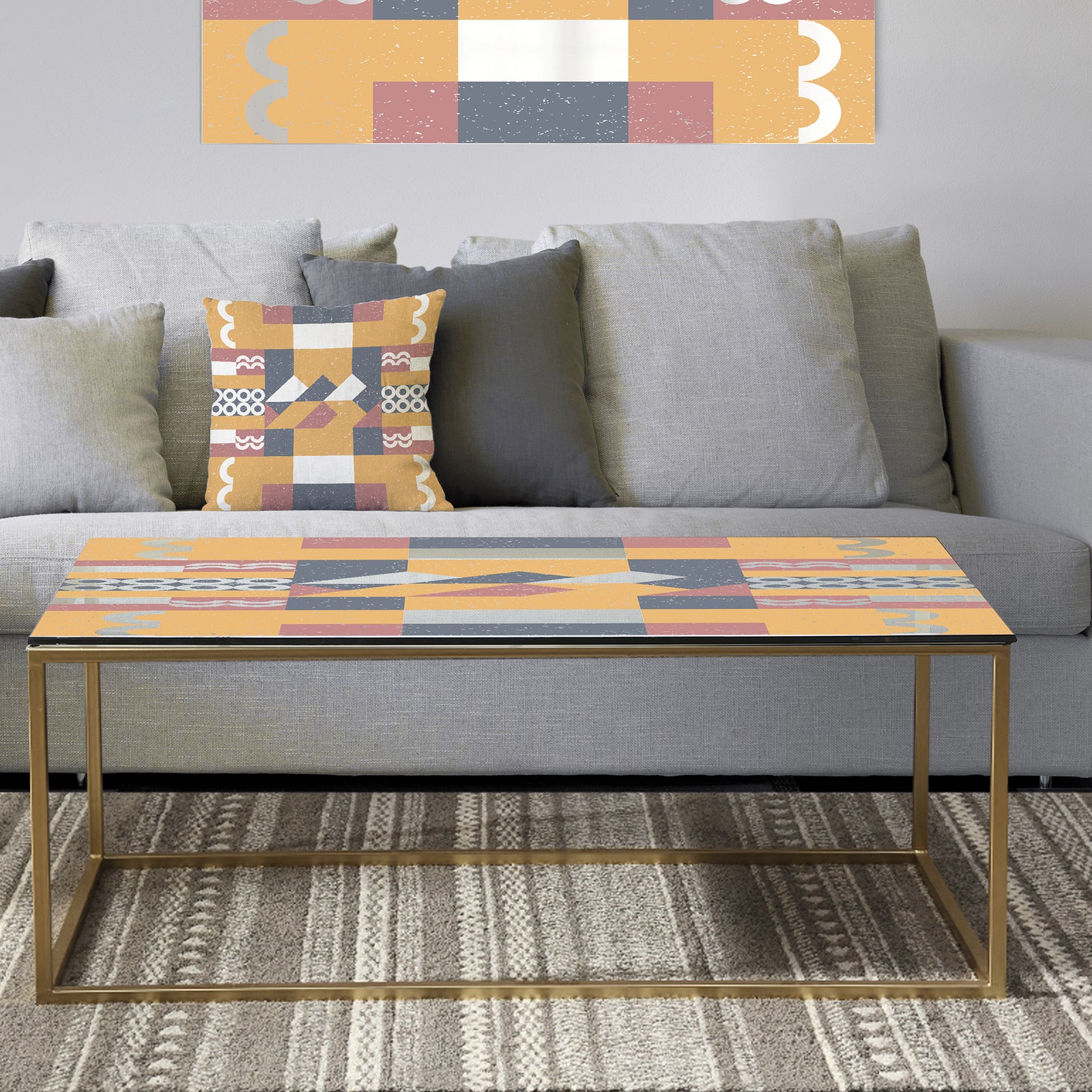 Retro Geometric Design VI - Metal Glam Coffee Table