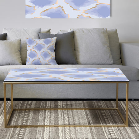 Pastel blue and gold abstract shapes pattern - Metal Glam Coffee Table