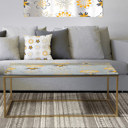 Retro Floral Pattern VIII - Metal Glam Coffee Table