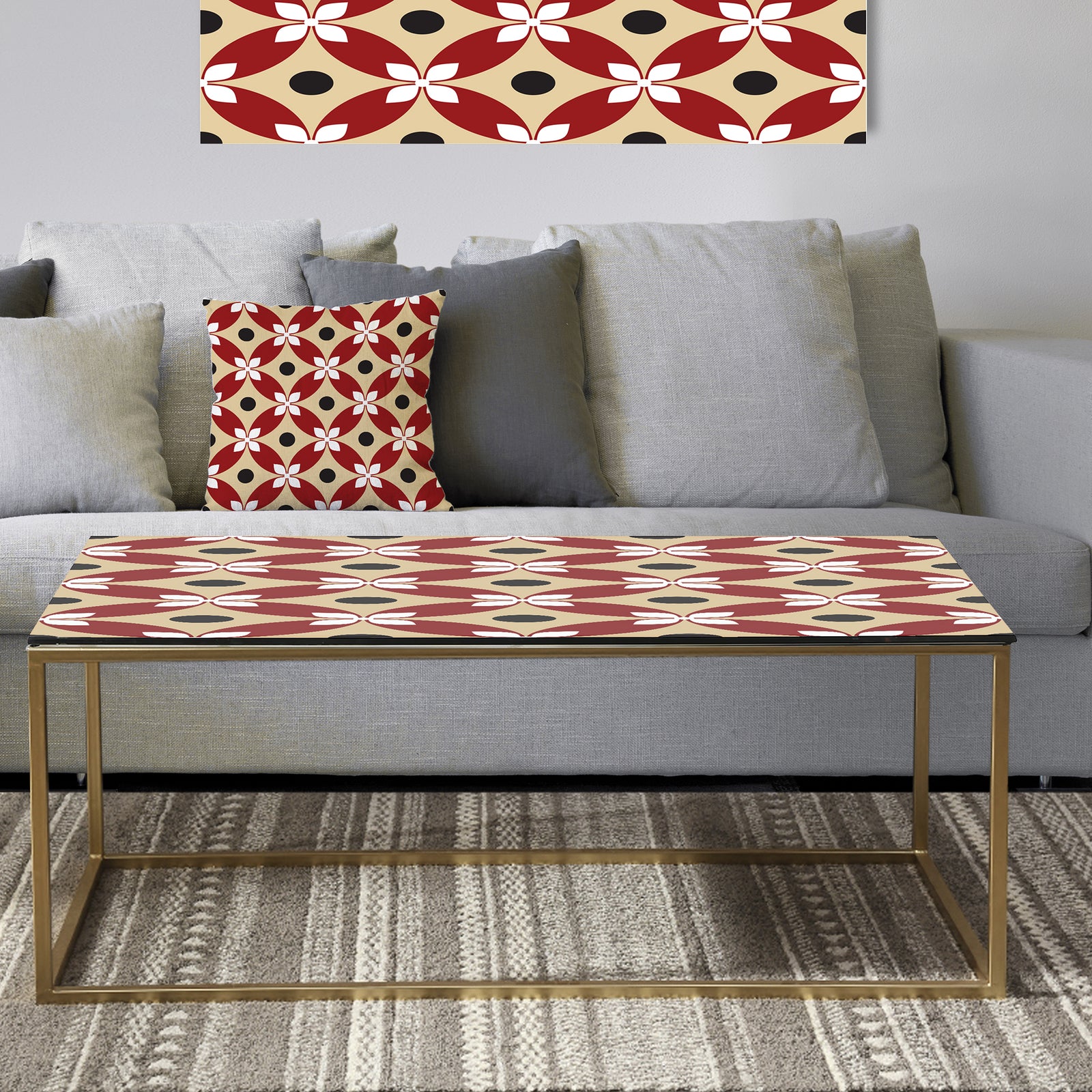 Retro Pattern Abstract Design XIII - Metal Modern Coffee Table