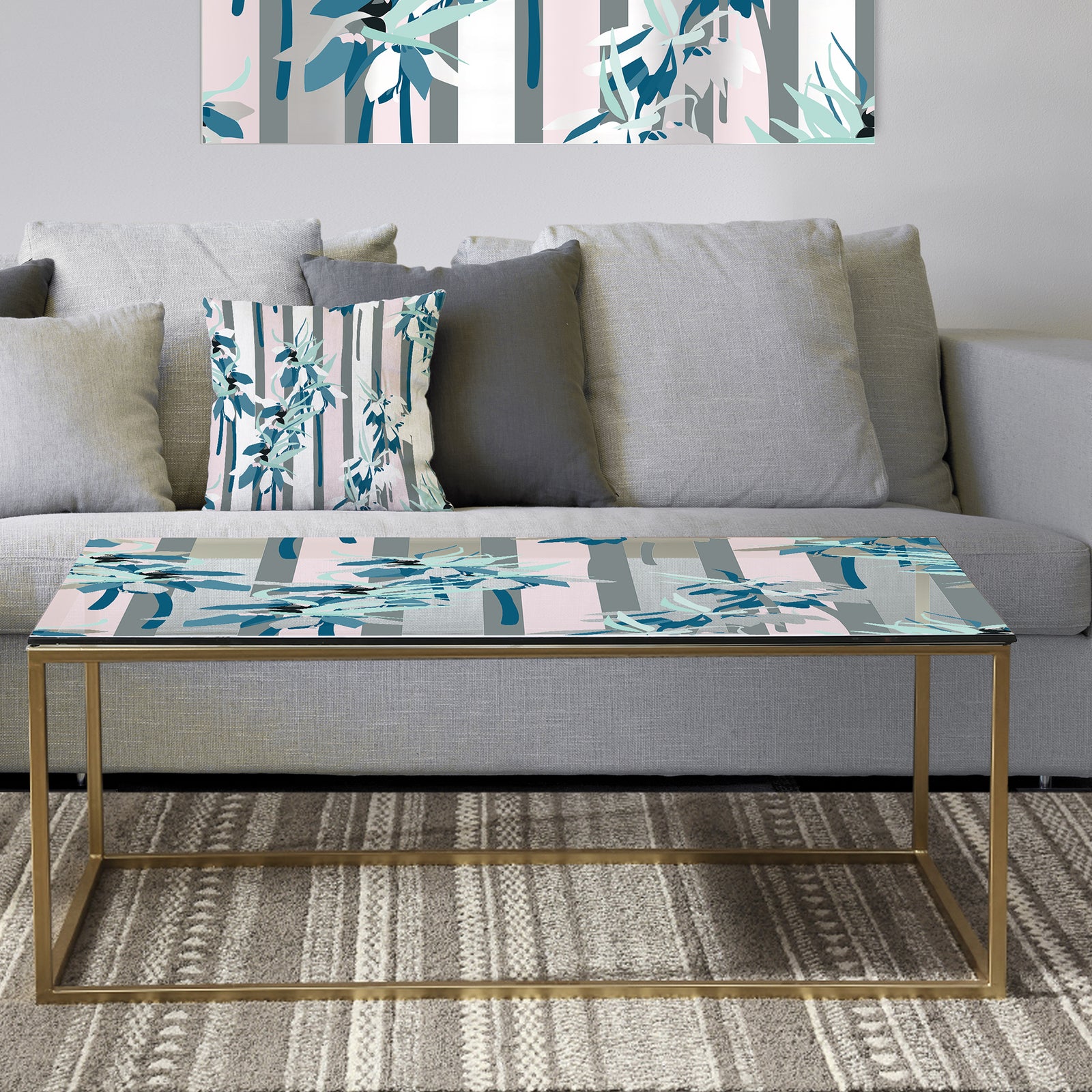 Retro Handdrawn Lilies - Metal Glam Coffee Table