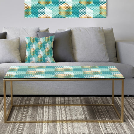 Retro Hexagon Pattern IV - Metal Glam Coffee Table