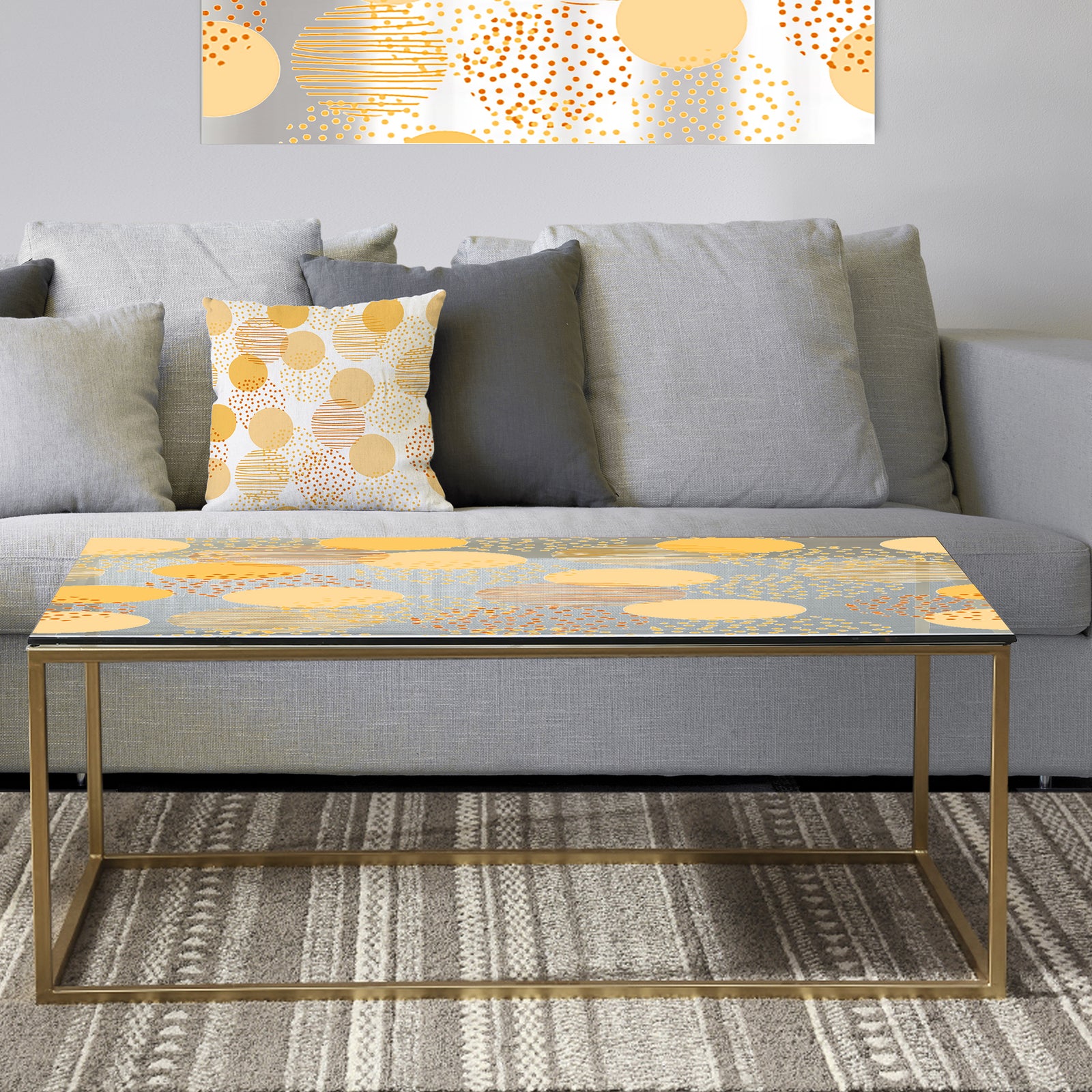 Circular Abstract Retro Geometric IX - Metal Glam Coffee Table