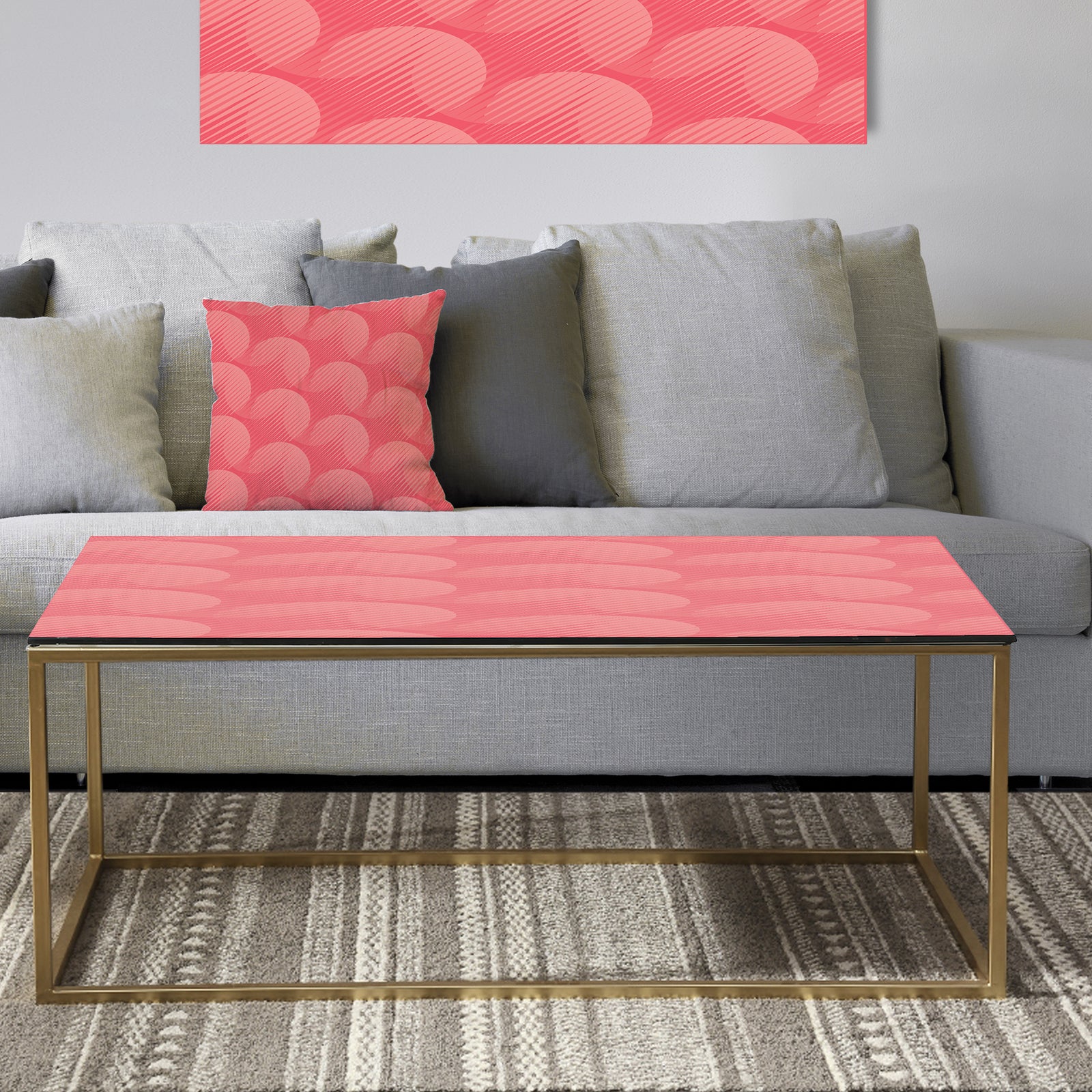 Coral Round Geometrical - Metal Glam Coffee Table