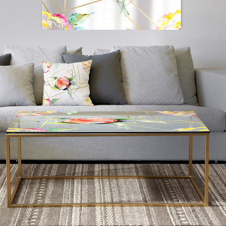Orange Rose Flower Retro Pattern - Metal Vintage Coffee Table