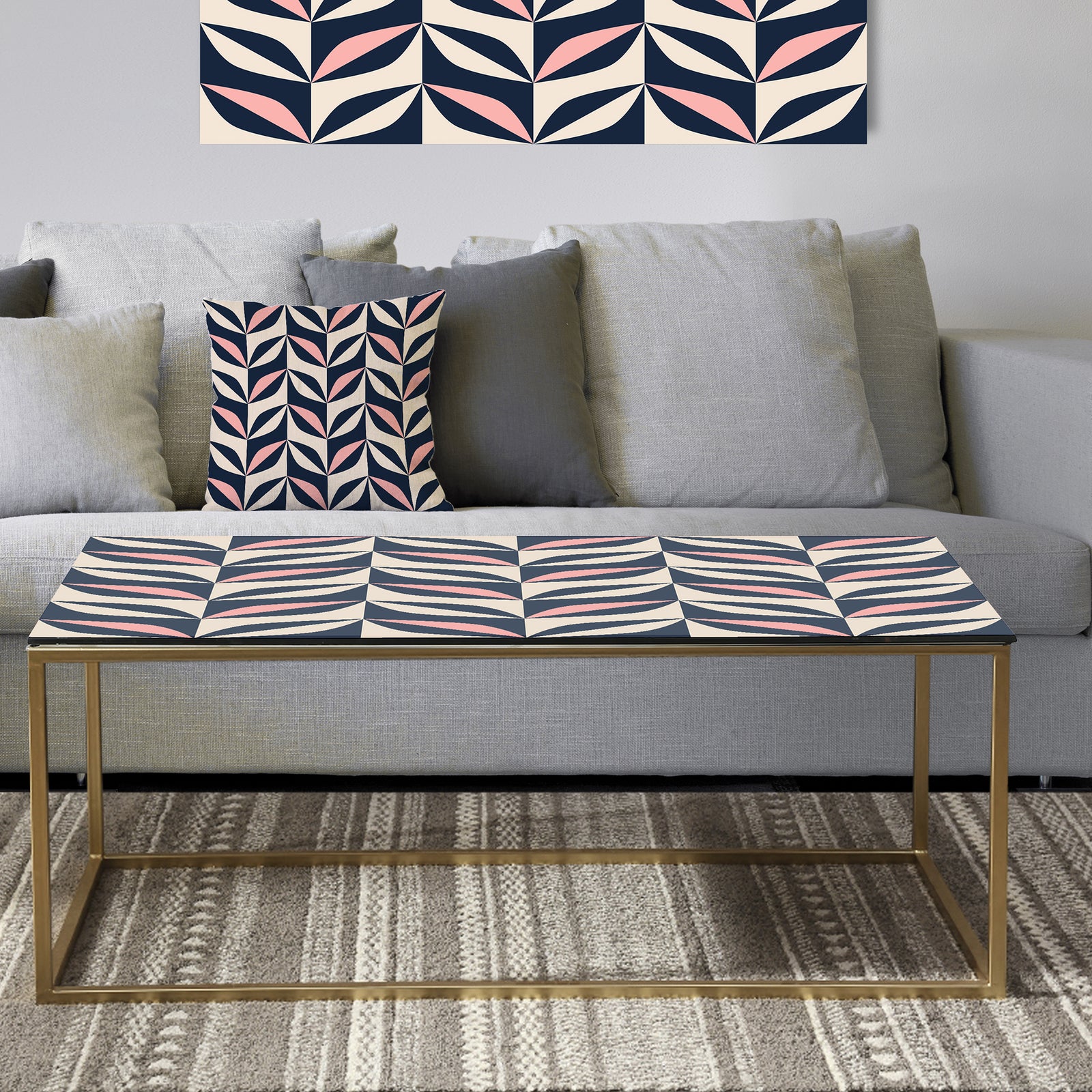 Floral Retro Botanical Pattern III - Metal Glam Coffee Table