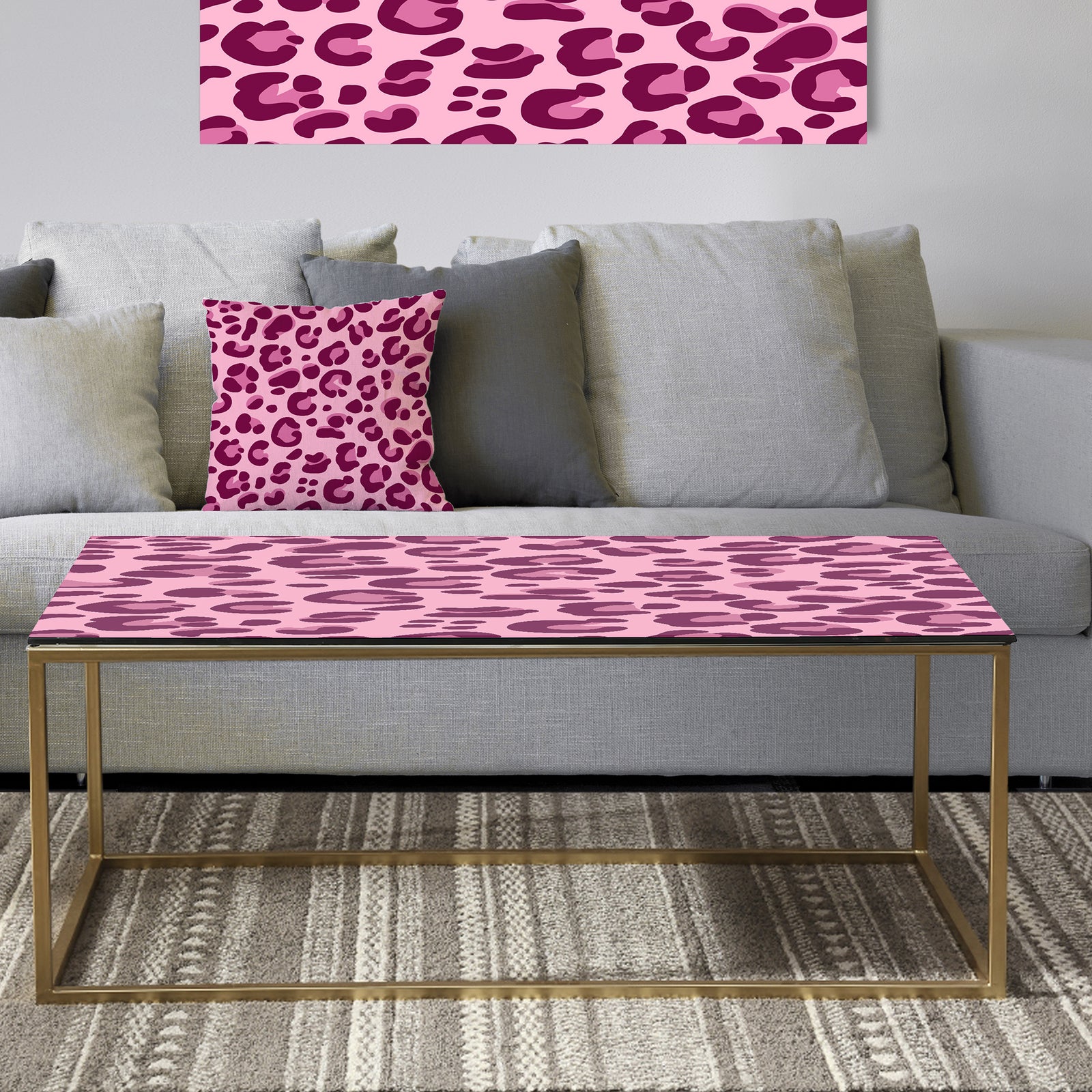 Pink Leopard Pattern - Metal Shabby Chic Coffee Table