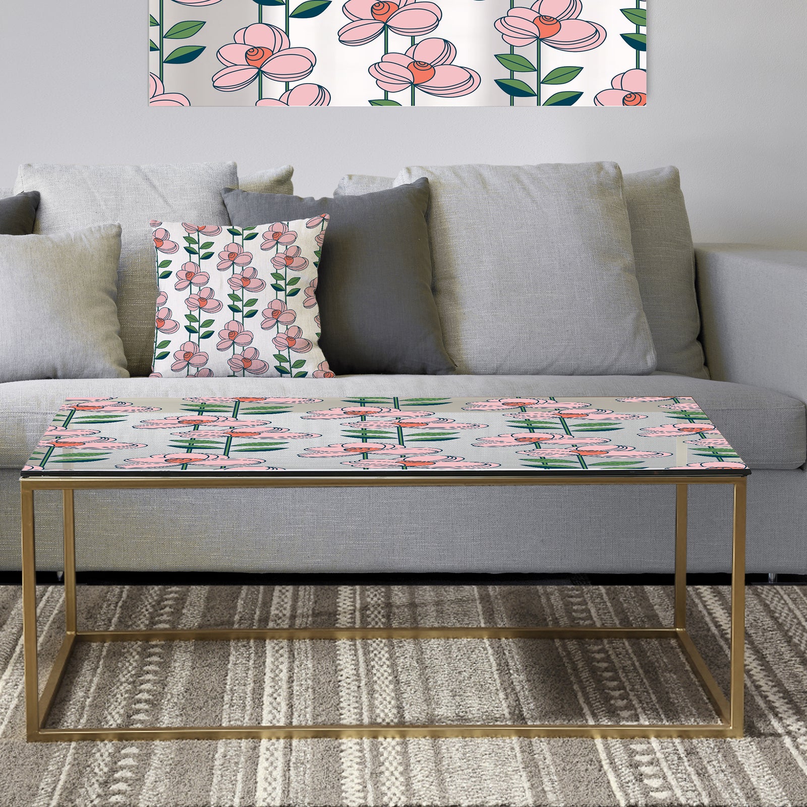 Floral Botanical Retro XII - Metal Traditional Coffee Table