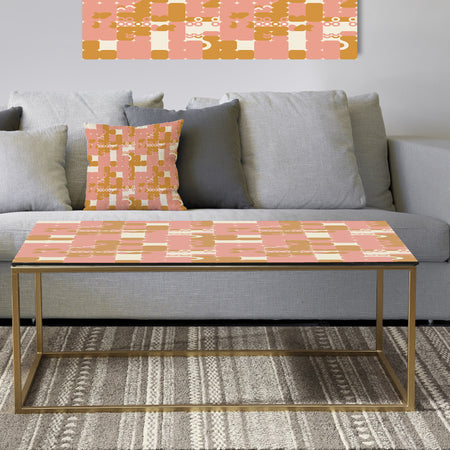Pink Retro Abstract Design - Metal Glam Coffee Table