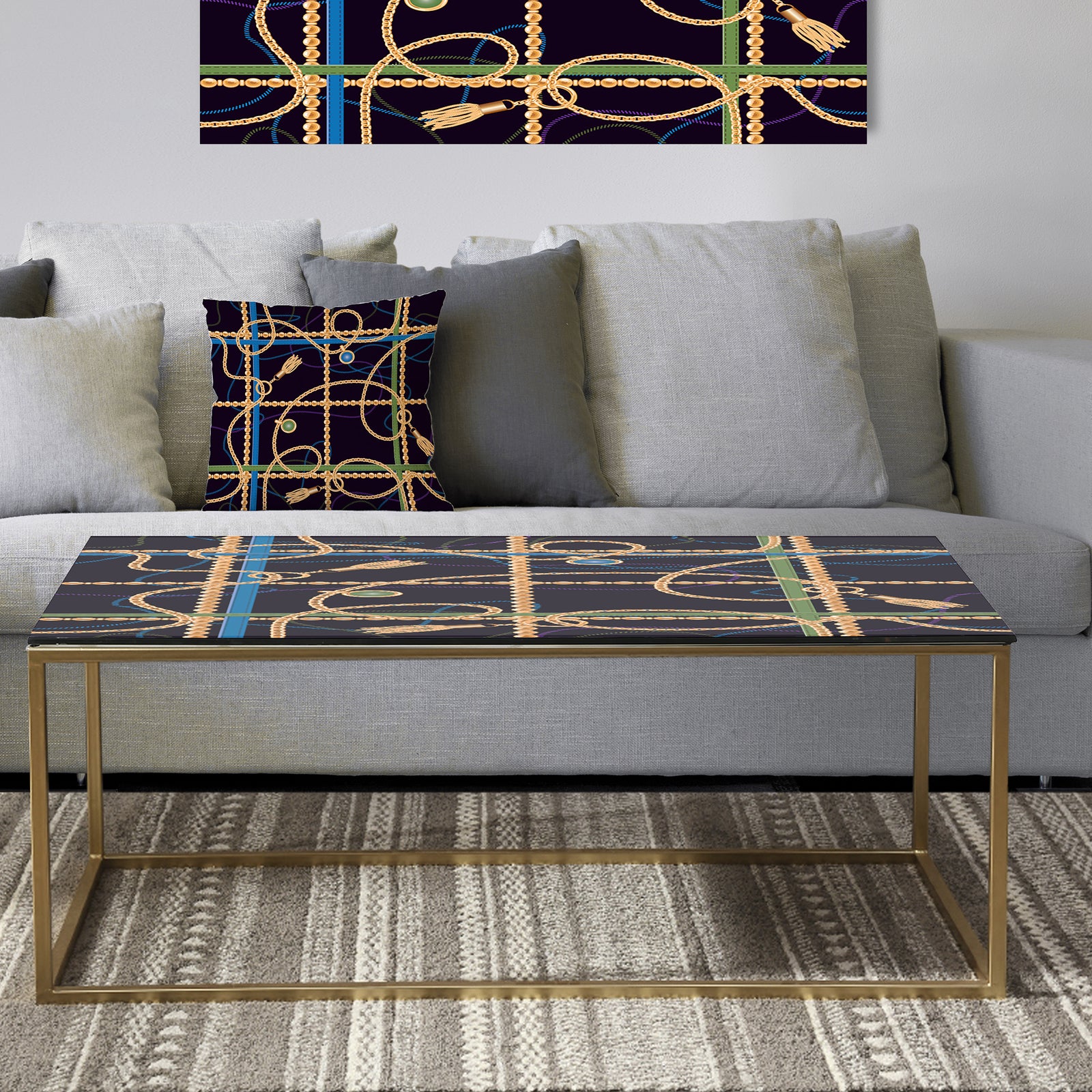 Trendy Gold Chain Pattern - Metal Glam Coffee Table