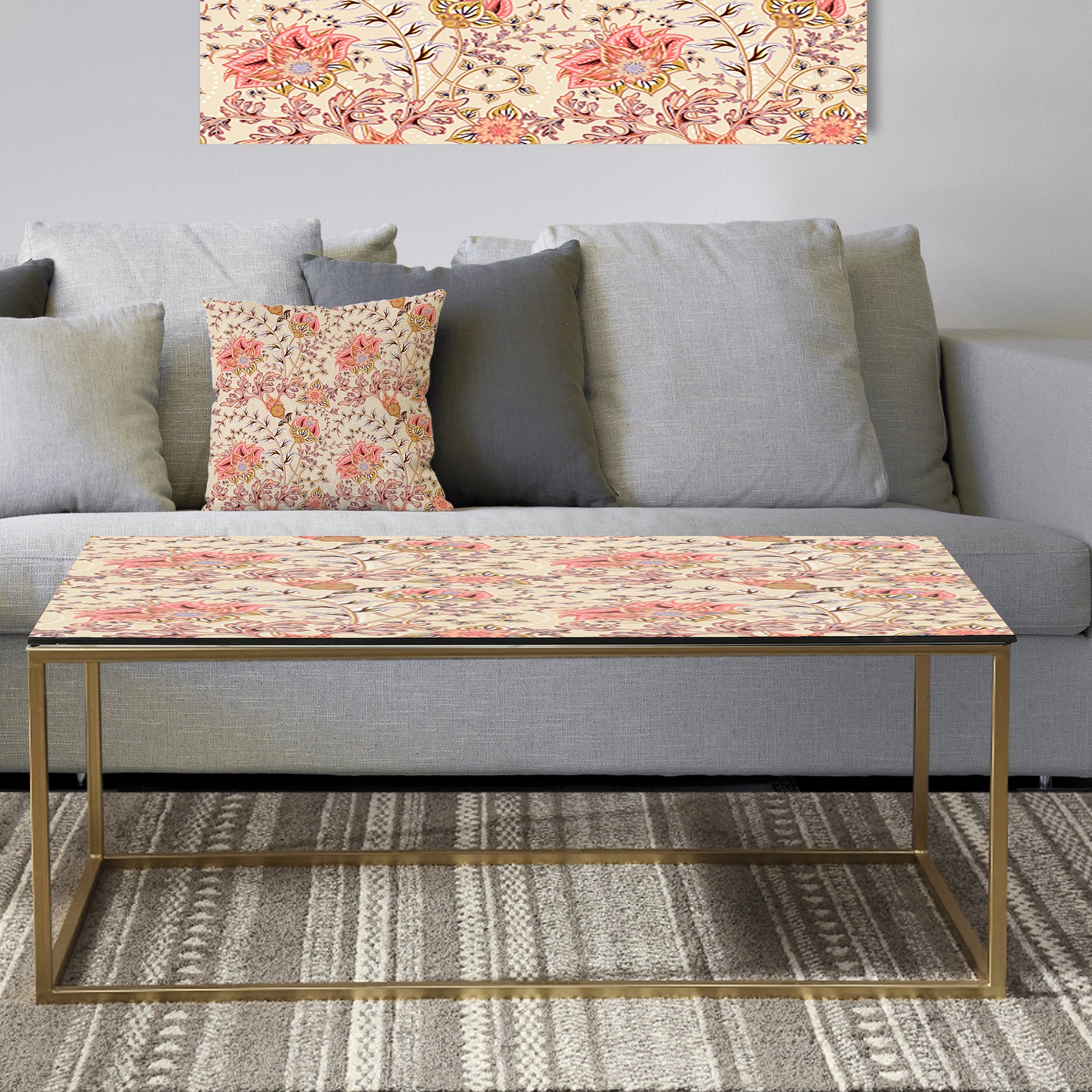 Oriental Floral Paisley - Metal Glam Coffee Table