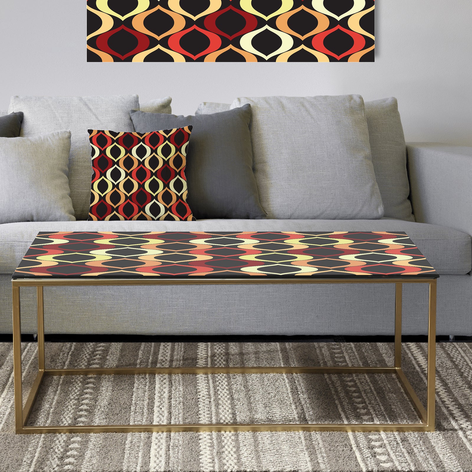 Abstract Retro Geometrical Design VIII - Metal Modern Coffee Table