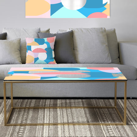 Retro Geometrical Abstract Pattern II - Metal Modern Coffee Table