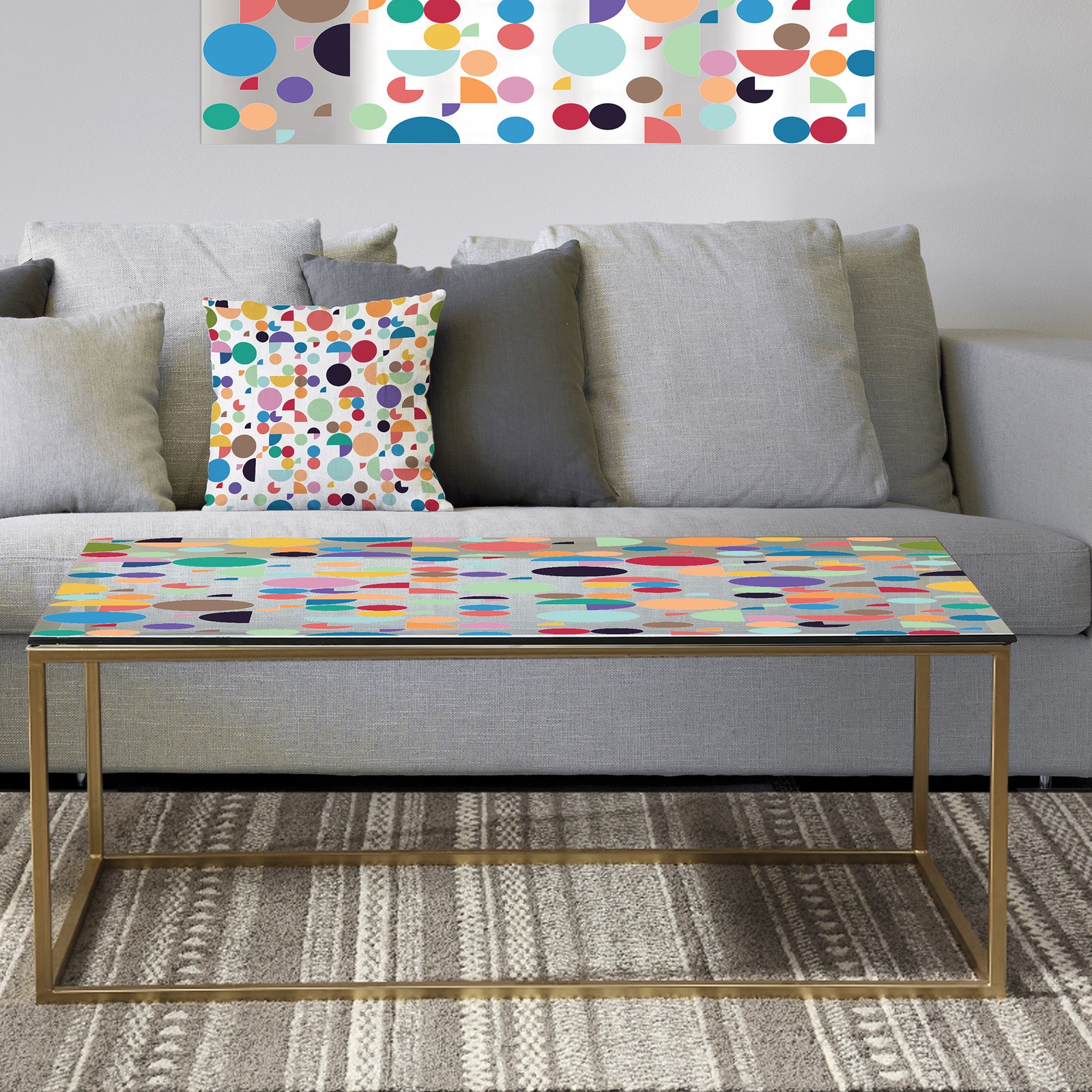 Retro Abstract Circular I - Metal Glam Coffee Table