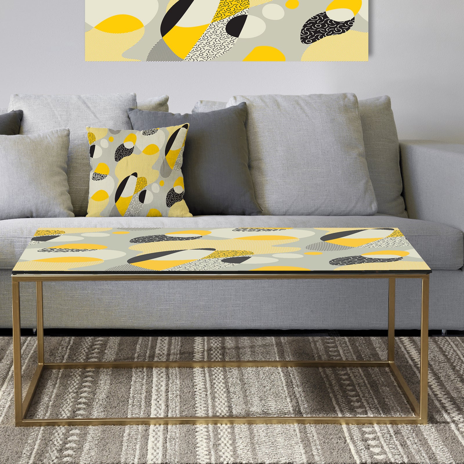 Abstract Design Retro Pattern V - Metal Glam Coffee Table