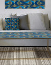 Geometric abstract waves in gold and marine blue - Metal Glam Coffee Table