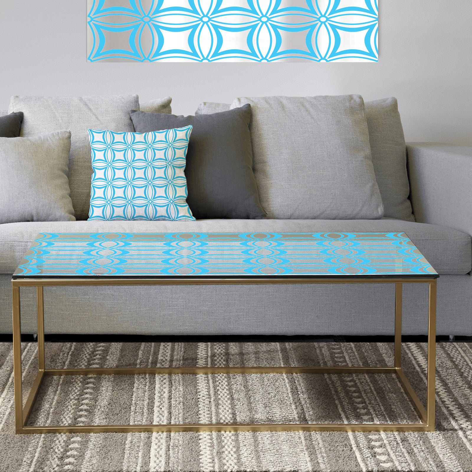 Retro Pattern Abstract Design II - Metal Glam Coffee Table