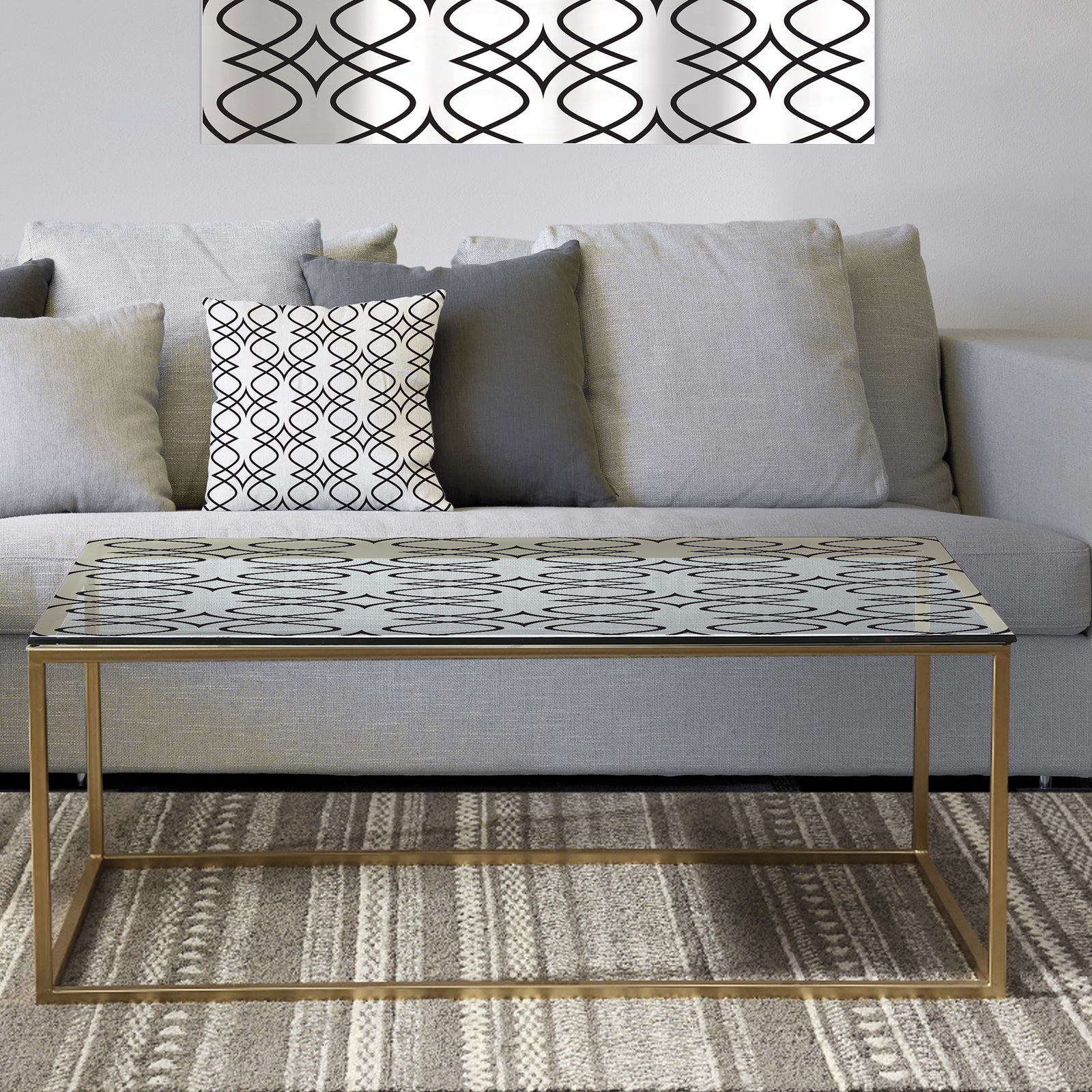 Retro Pattern Abstract Design III - Metal Modern Coffee Table