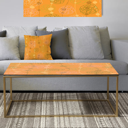Retro handdrawn flowers III - Metal Glam Coffee Table