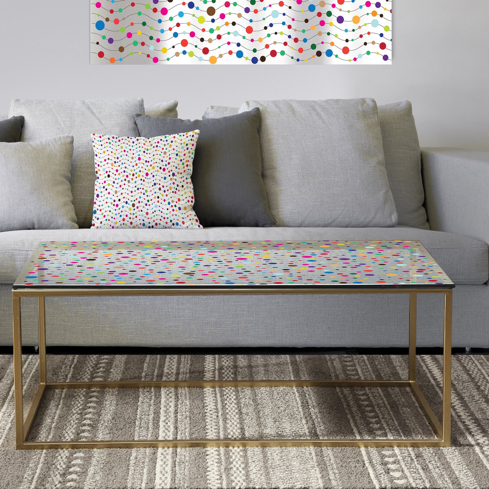 Color Waves of Polka Dots - Metal Glam Coffee Table