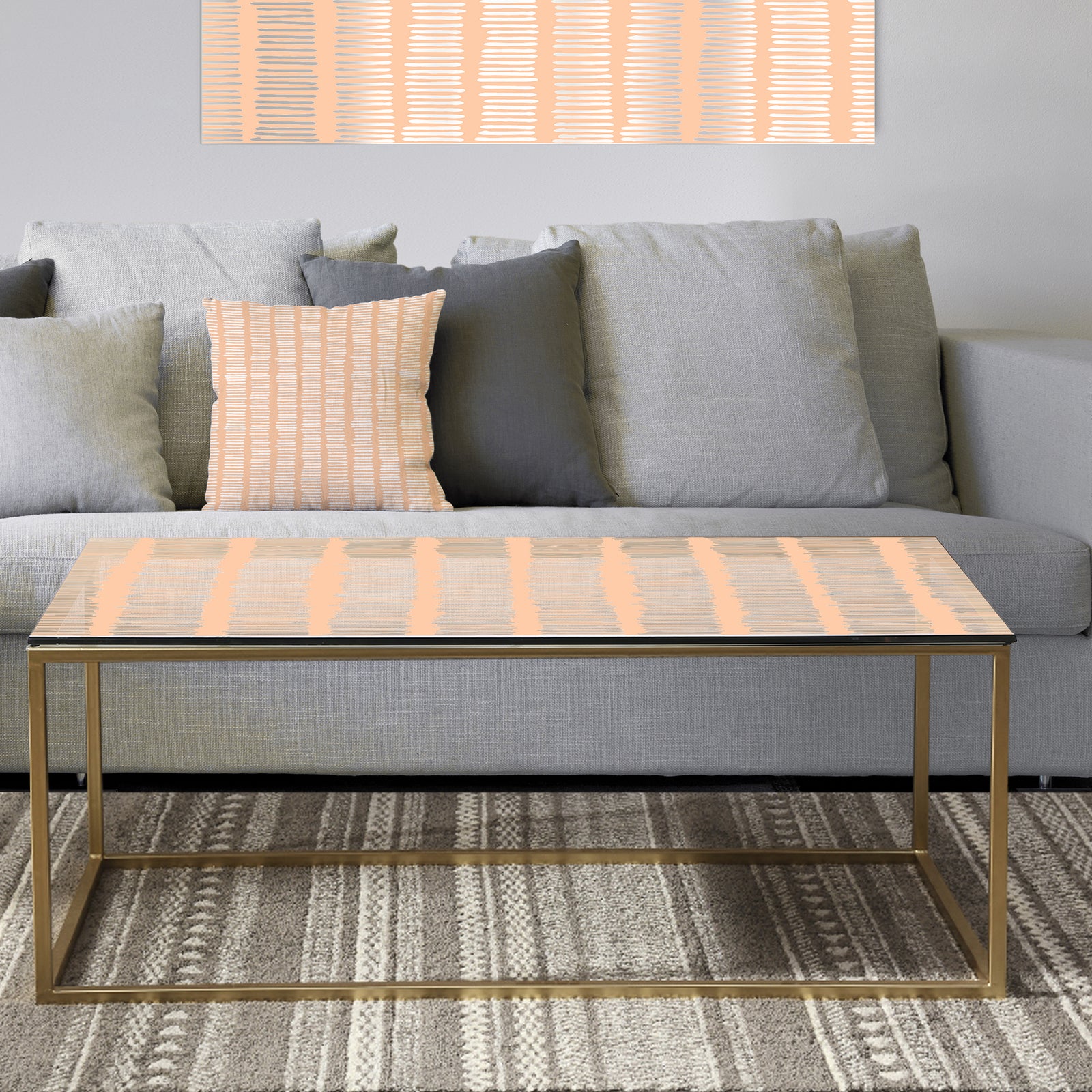 Retro Abstract Lines Pattern - Metal Glam Coffee Table