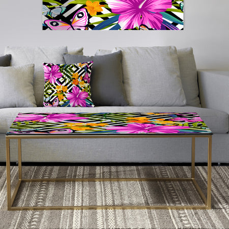 Tropical Foliage and Geometrics - Metal Glam Coffee Table