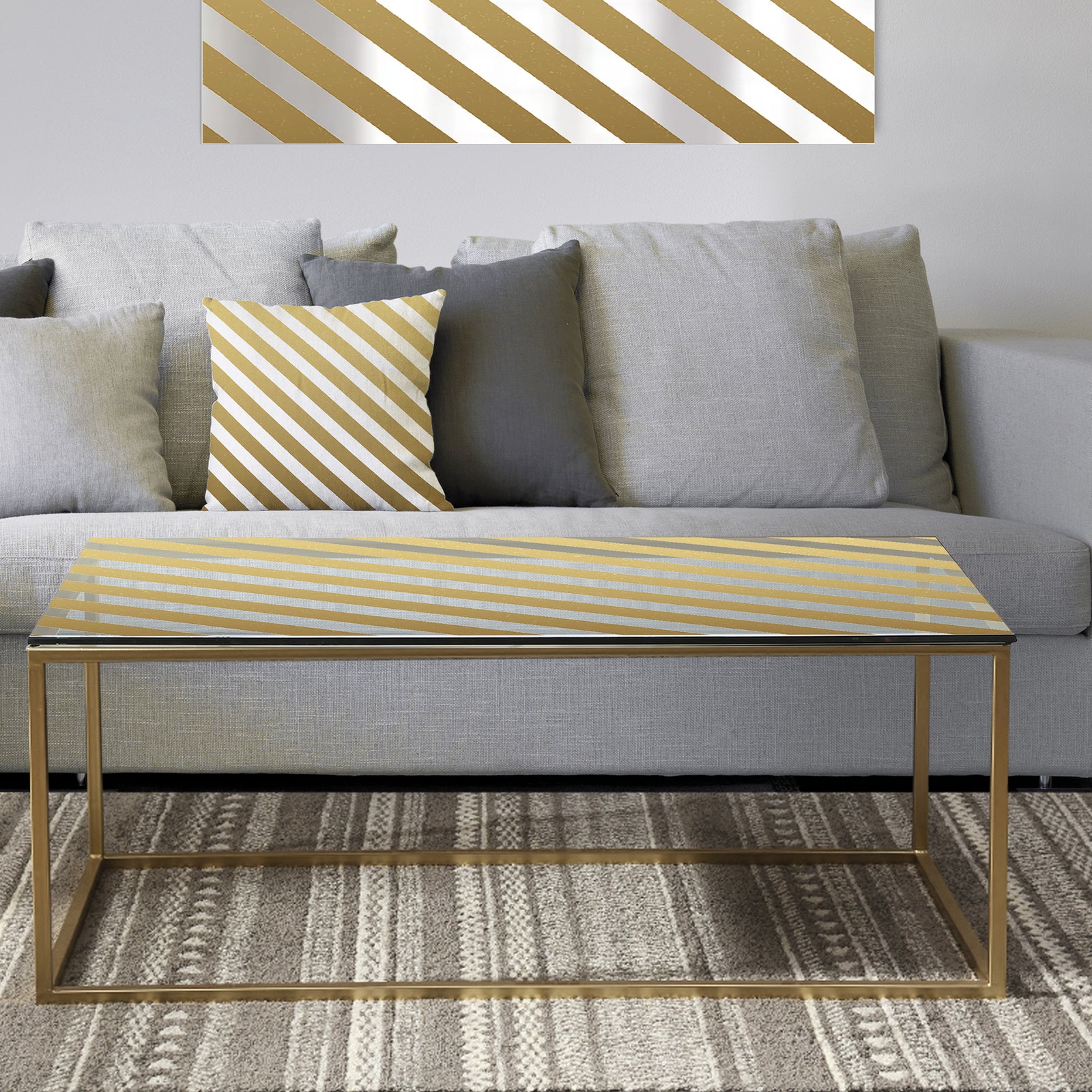 Gold Diagonal - Metal Glam Coffee Table