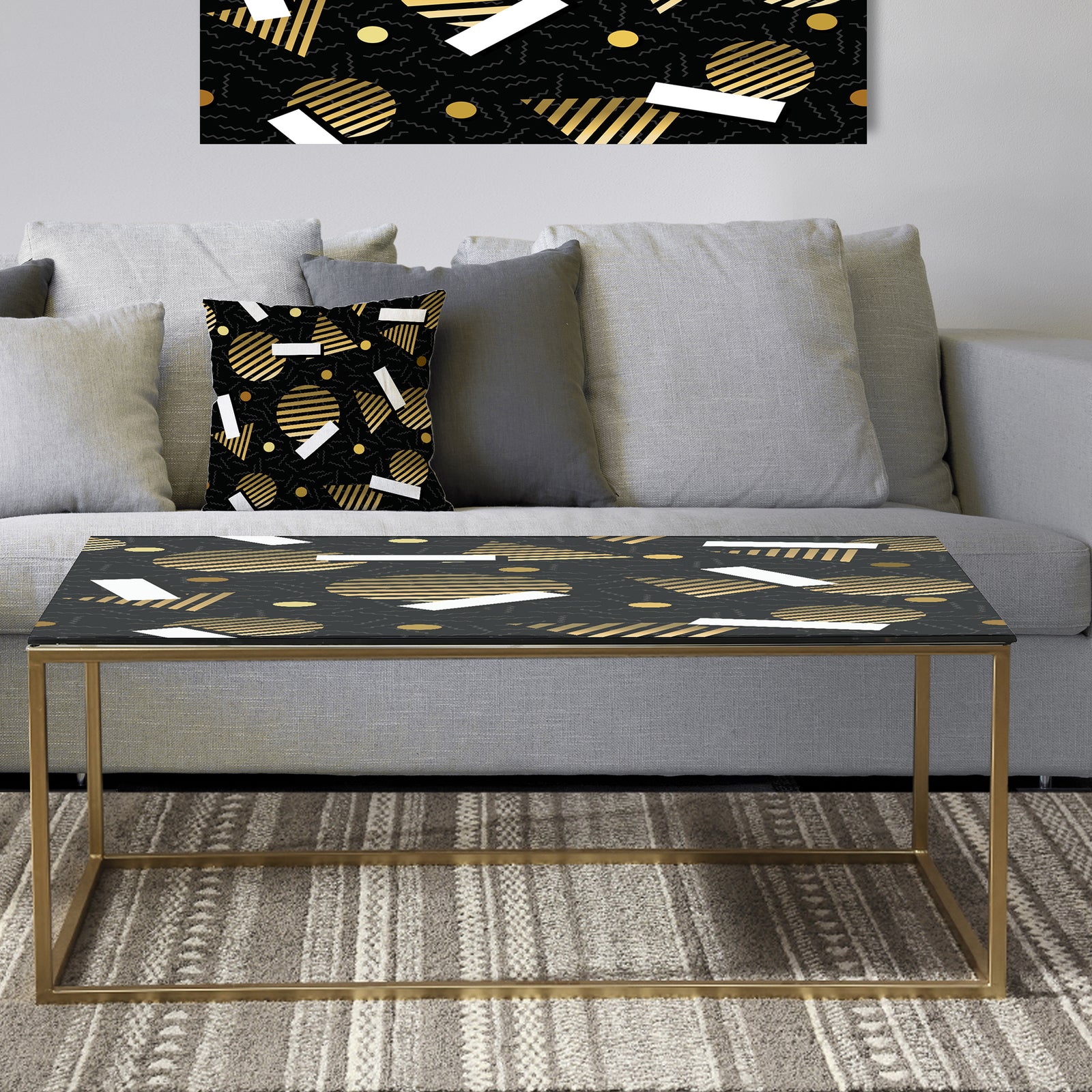 Gold Retro Circular Pattern - Metal Glam Coffee Table