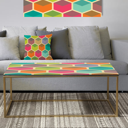 Retro Hexagon Pattern I - Metal Glam Coffee Table
