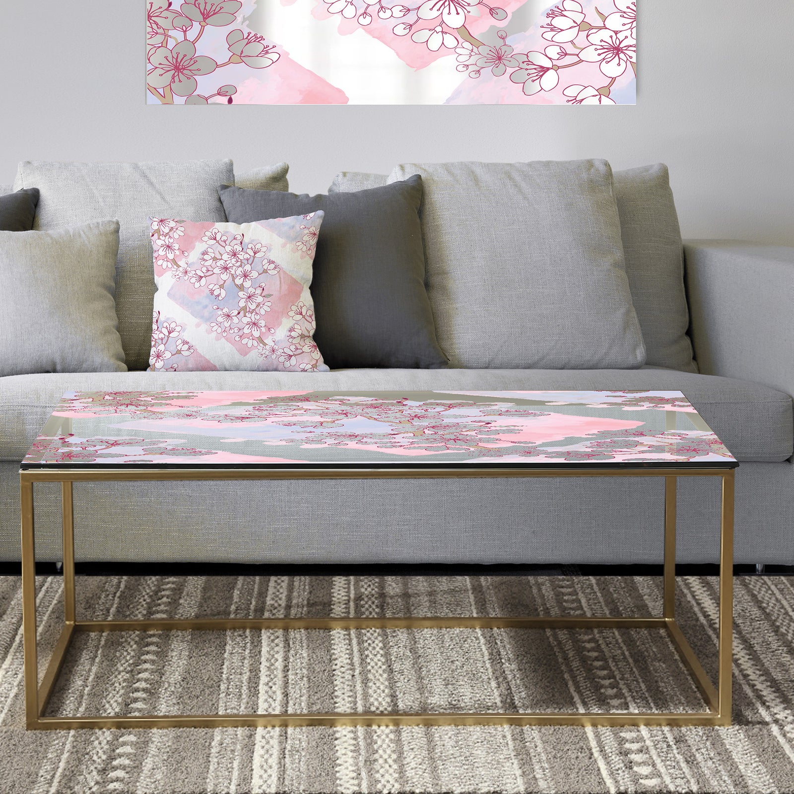 Retro Pink Flower Pattern I - Metal Traditional Coffee Table