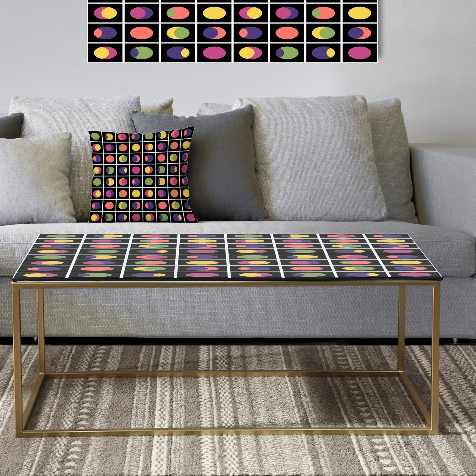 Retro Circular Moons - Metal Glam Coffee Table