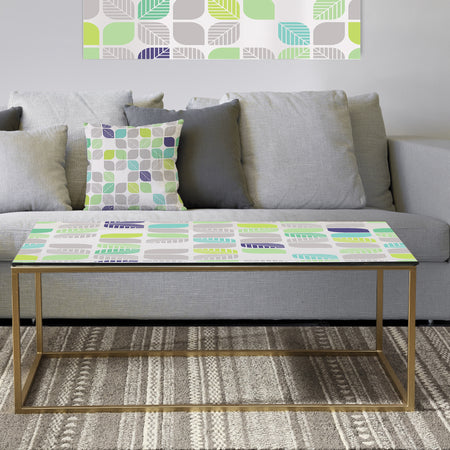 geometric pattern with leaves - Metal Glam Coffee Table