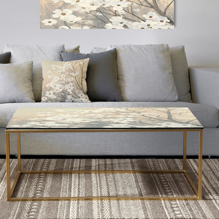 Porch & Den Brown on Grey Blossoms - Metal Traditional Coffee Table