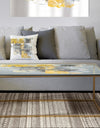 Moving In and Out of Traffic II Yellow Grey - Metal Transitional Coffee Table